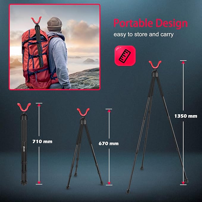 Zeadio Tripod Hunting Rest with High Density Foam Grip, Twist-Style Locking Leg, and Non-Marring V-Yoke Rest Head for Outdoor Activities