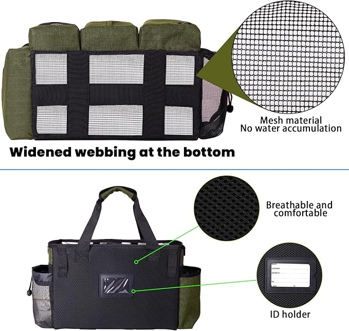 Large Cleaning Caddy Bag Built-in Sturdy Support Board, Cleaning Organizer with Detachable Divider, Cleaning Supply Tote with Adjustable Shoulder Strap&Waist Belt for Cleaners & Housekeeper