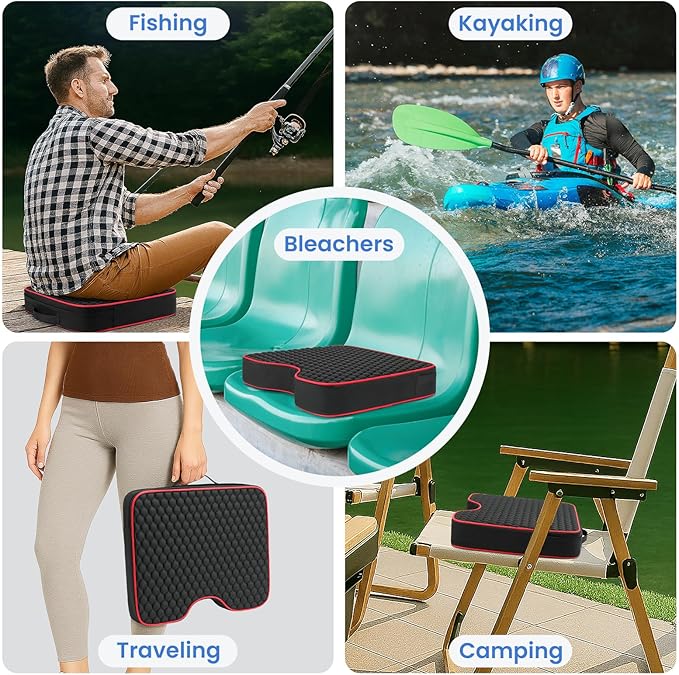 WIWODADI Stadium Seat Cushions - Portable Bleacher Cushions with 2.5" Extra Thick High-Density Foam and Massage Dots, Outdoor Fashion Seat Cushions for Sports Events, Travel, Camping, Chairs