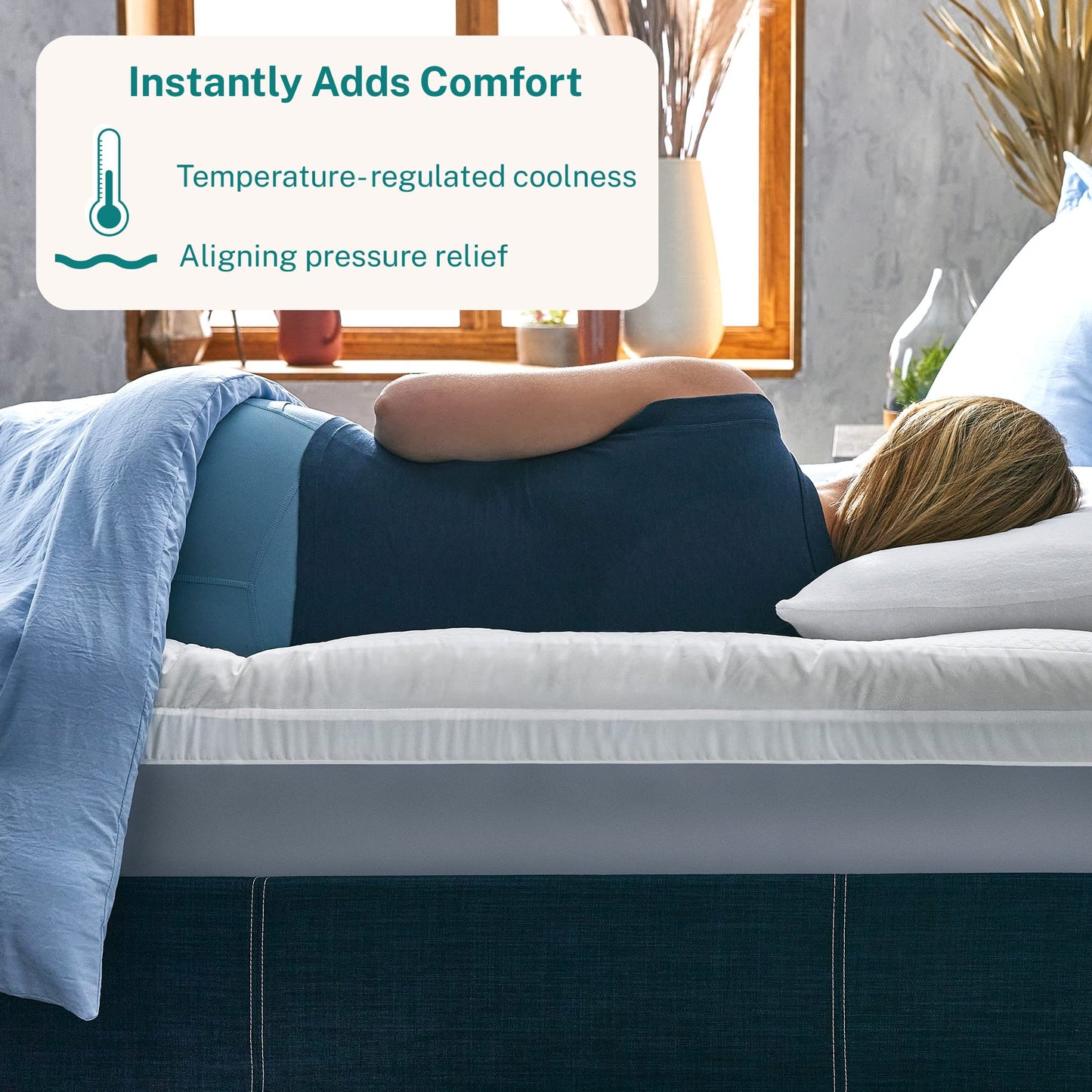 Sleep Innovations Cooling Comfort Gel Memory Foam Dual Layer Mattress Topper, 4 Inch, King Size, Pillow Top Cover