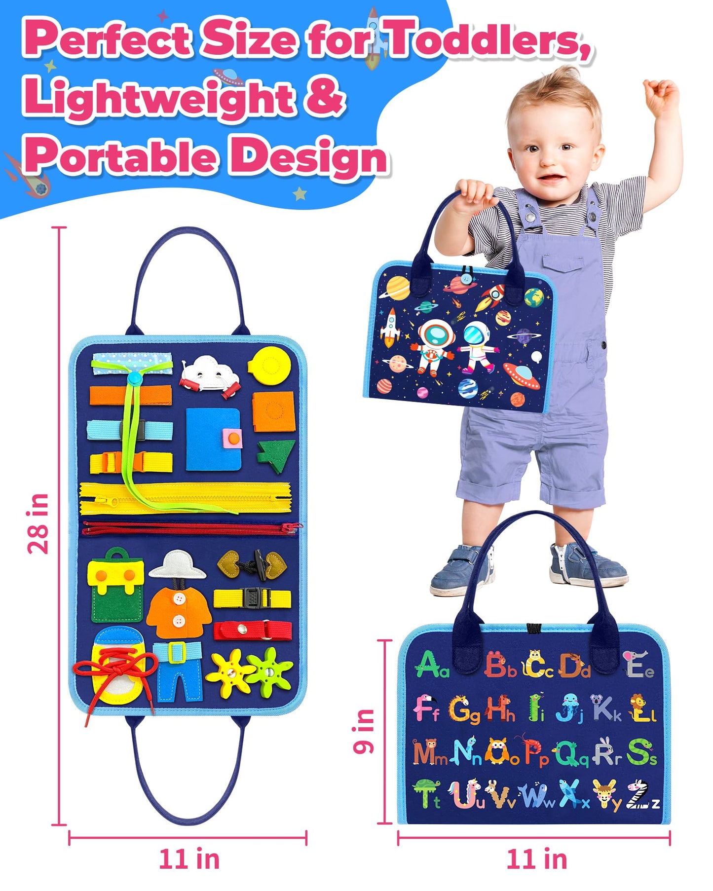 Gojmzo Busy Board Montessori Toys for Toddler Boy Birthday Gifts, Busy Book Sensory Toys for Toddlers, Learning Educational Toddler Travel Activities