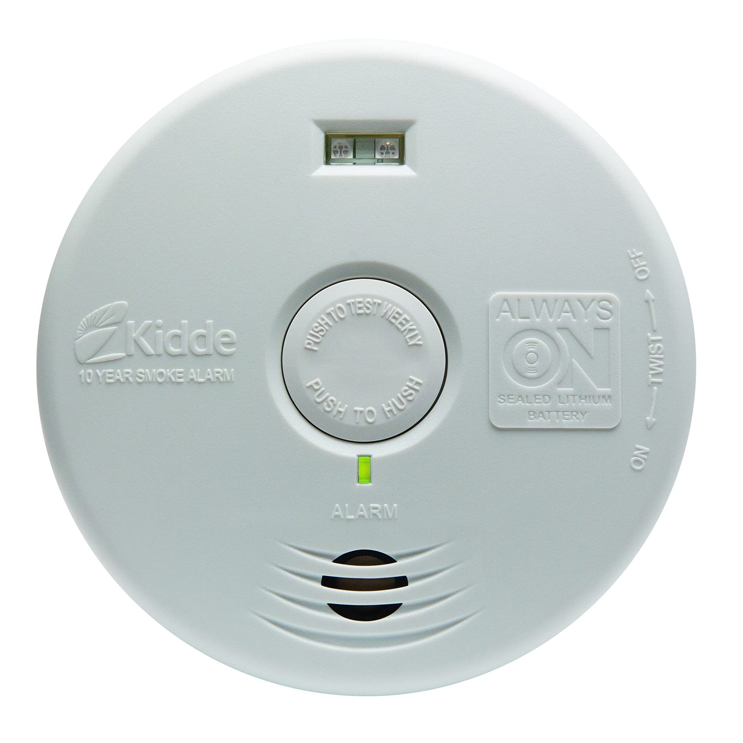 Kidde Smoke Detector with Safety Light for Hearing Impaired, 10-Year Battery Smoke Alarm, Ideal for Hallways or Deaf People