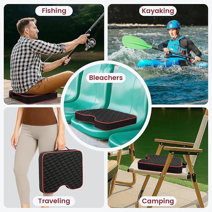 Stadium Seat Cushions - Portable Bleacher Cushions with 2.5" Extra Thick High-Density Foam and Massage Dots, Fashion Outdoor Seat Cushions for Sports Events, Travel, Camping, Chairs - 3 Pack