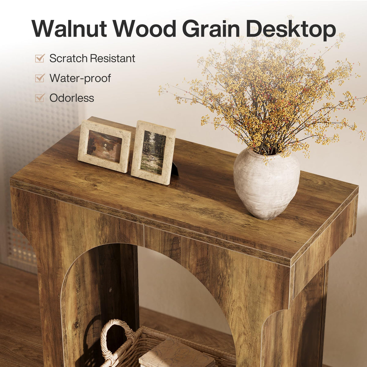 Tribesigns End Table, Wooden Side Table with Storage Space for Living Room, Narrow Nightstand for Bedroom, Brown