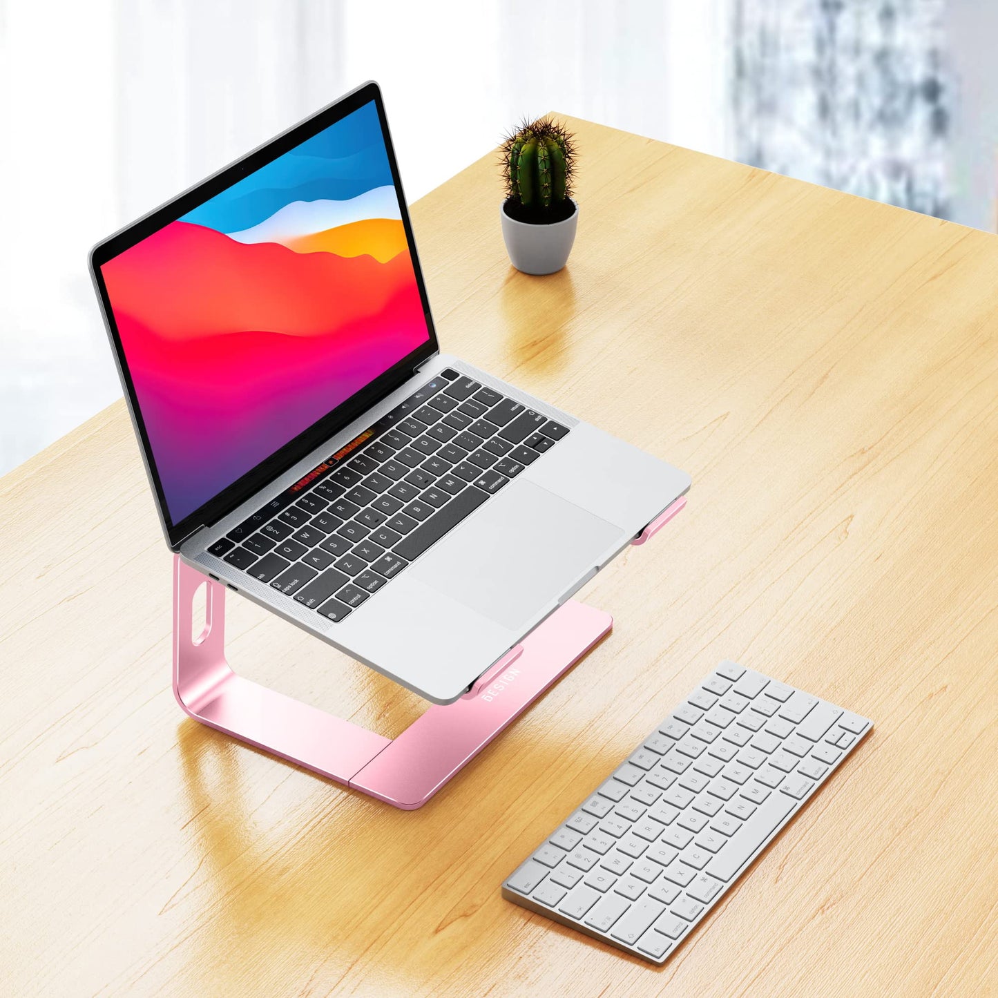 BESIGN LS03 Aluminum Laptop Stand, Ergonomic Detachable Computer Stand, Notebook Holder Compatible with Air, Pro, Dell, HP, Lenovo More 10-15.6" Laptops, Pink