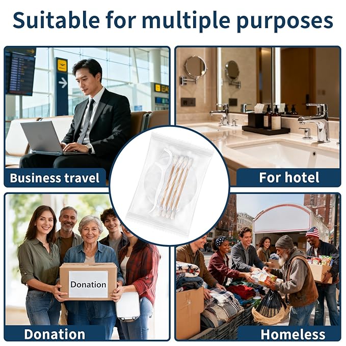 Vanity Kits Bulk, Hotel Vanity Individually Wrapped, Vanity Kit With Cotton Pads, Cotton Swabs And Dental Floss, Suitable For Travel, Hotels And Home Use (200 pcs)