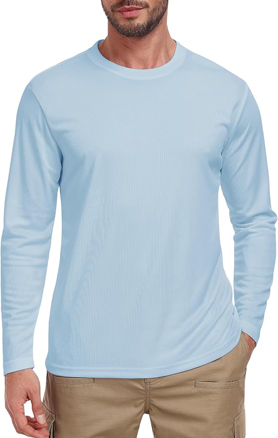 Men's Long Sleeve Shirts UPF 50+ UV Sun Protection Rash Guard Shirt Lightweight Dri Fit Casual Athletic Running Workout Tops