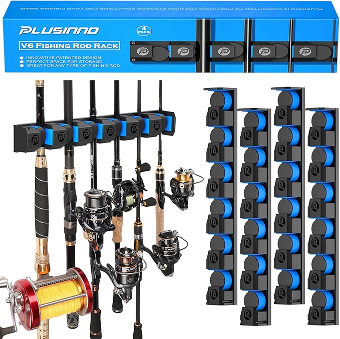PLUSINNO Fishing Gifts for Men - V6 Vertical Fishing Rod/Pole Holders, Support Extra Large & Heavy Fishing Rod Combos, Fis...