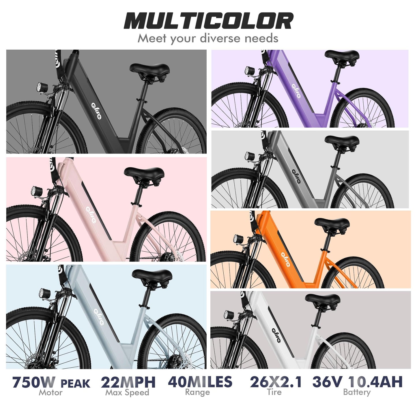 Qlife Cityone 26" Electric Bike for Adults, Peak 1000W/750W Step-Through Ebike, 40-55Miles Range, Up to 25Mph/22Mph, UL2849 Certified Removable Battery Ebikes with 7 Speed, Commuter E Bicycle, White
