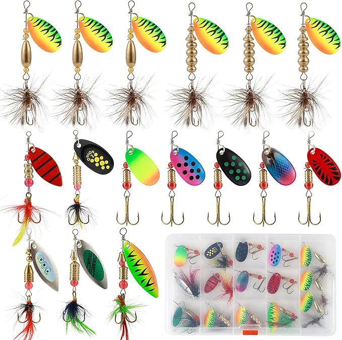 SANWEAL 10/15/16/20PCS Rooster Tail Fishing Lures – High-Efficiency Trout Lures with Brass Spinner, Spinner Baits in Multi...