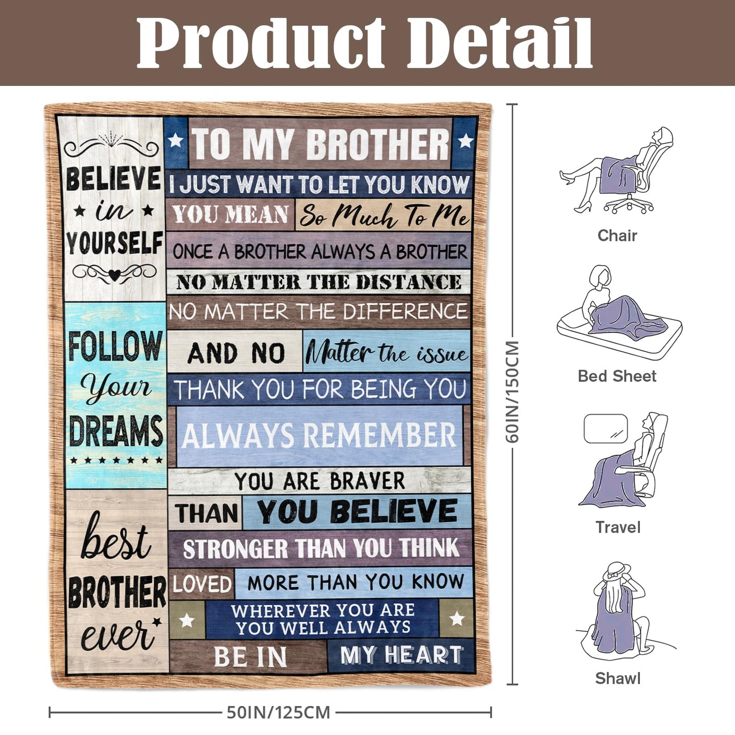 NIVAY Brother Gifts from Sister Brothers - Big Brother Birthday Gifts - Fathers Day Christmas Graduation Birthday Presents for Brothers Adult from Sister Blanket 50"X60"