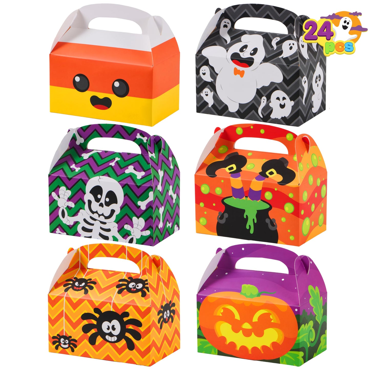 JOYIN 24 PCS Halloween Treat Boxes Candy Boxes, House Cardboard Goodie Bags, Cookies Candy Bags for Kids Children Trick or Treat, Holiday Pastries, Cupcakes, Party Favor Supplies, Decoration