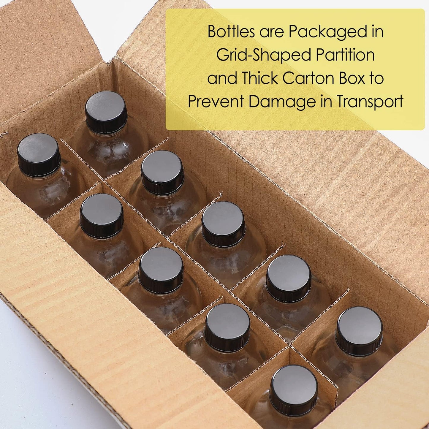 10 Pack, 4 oz Small Clear Glass Bottles w/Lids & 3 Stainless Steel Funnel - 120ml Boston Round Sample Bottle for Potion, Juice, Ginger Shot, Wellness, Oils, Whiskey, Liquids - Leakproof Travel Bottle