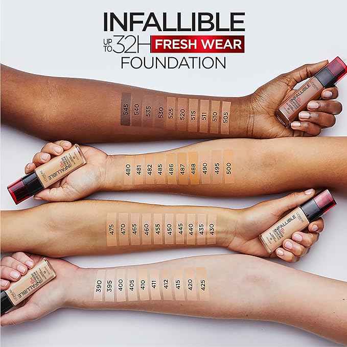 L'Oreal Paris Makeup Infallible Up to 32 Hour Fresh Wear Lightweight Foundation, 440 Natural Rose, 1 Fl Oz, Packaging May Vary