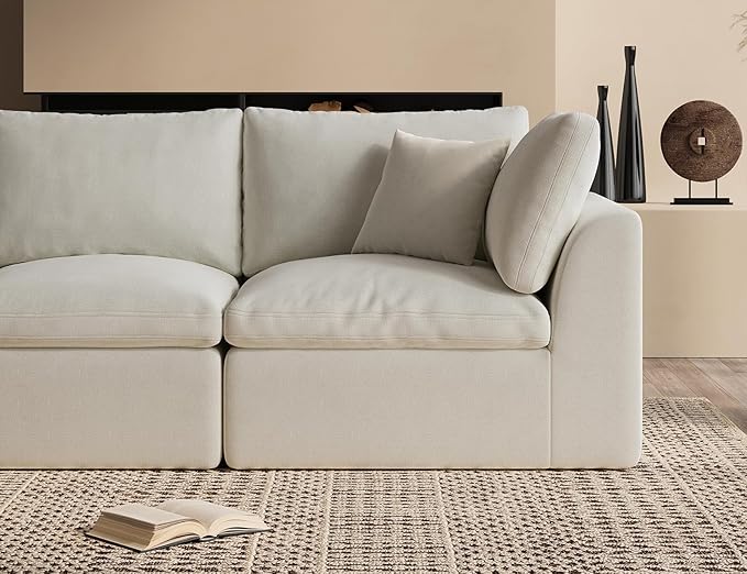 ohllob 78.9" Loveseat Sofa, Cloud Boneless Couches for Living Room, Modern Modular Sectional Sofa, Oversized, Warm White
