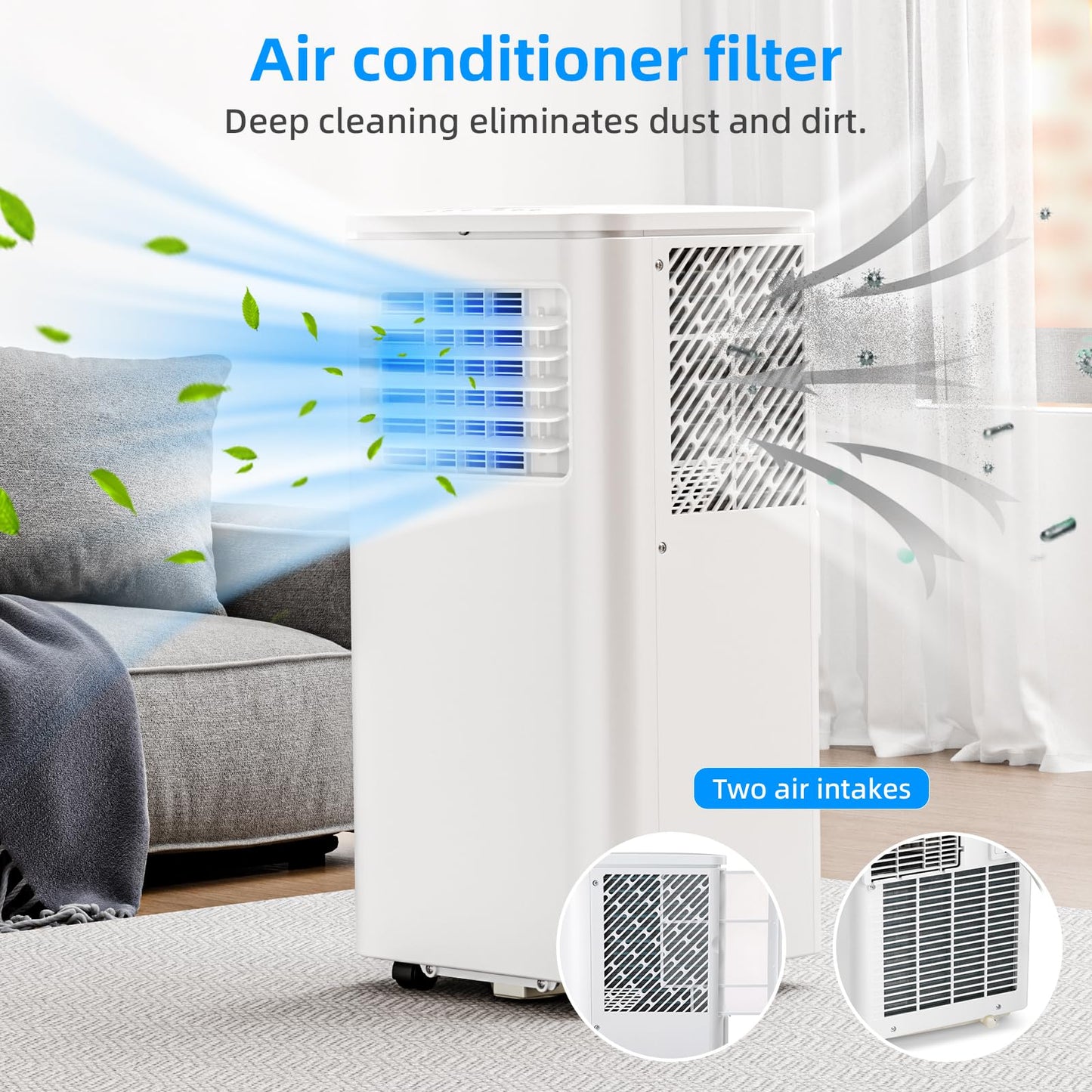 Antarctic Star 8000 BTU Portable Air Conditioner, 4-in-1 AC Unit with Cooling, Dehumidifier & Fan Modes, Sleep Mode, 24H Timer & Remote Control, Moving Wheels & Window Installation Kit
