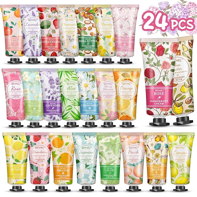 24 Pack Hand Cream Gift Set For Women, Mini Hand Lotion Travel Size in Bulk for Dry Cracked Hands, Graduation Gifts, Teacher Appreciation Gifts, Thanksgiving gift, Bridesmaid Gift,Party Favors