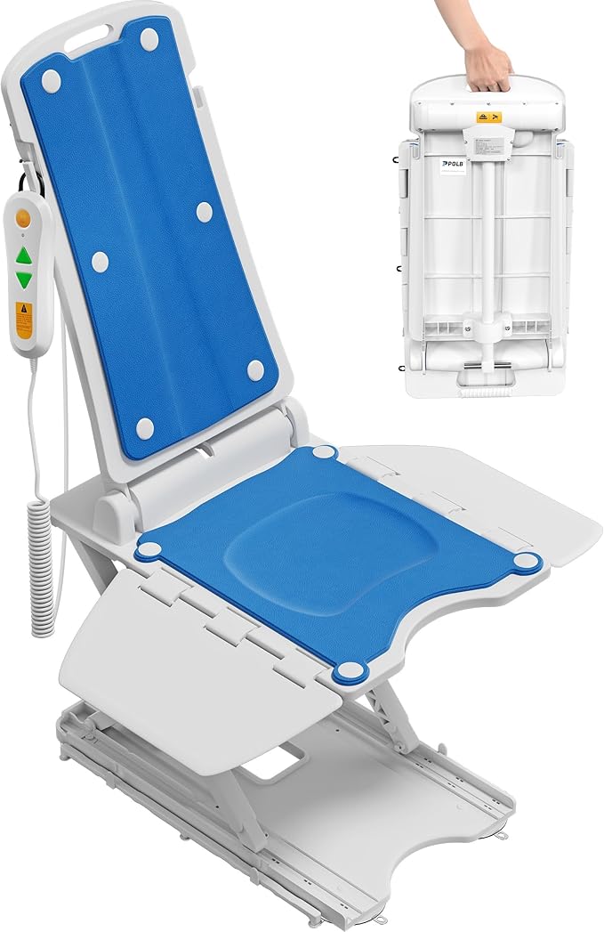 PPOLB Electric Chair Lift - Floor Lift for Elderly Falls, Support Up to 308 LB, IPX8 Waterproof Bath Lift, Foldable & Wireless Rechargeable Design, Quick-Rise Assist for Elderly & Disabled