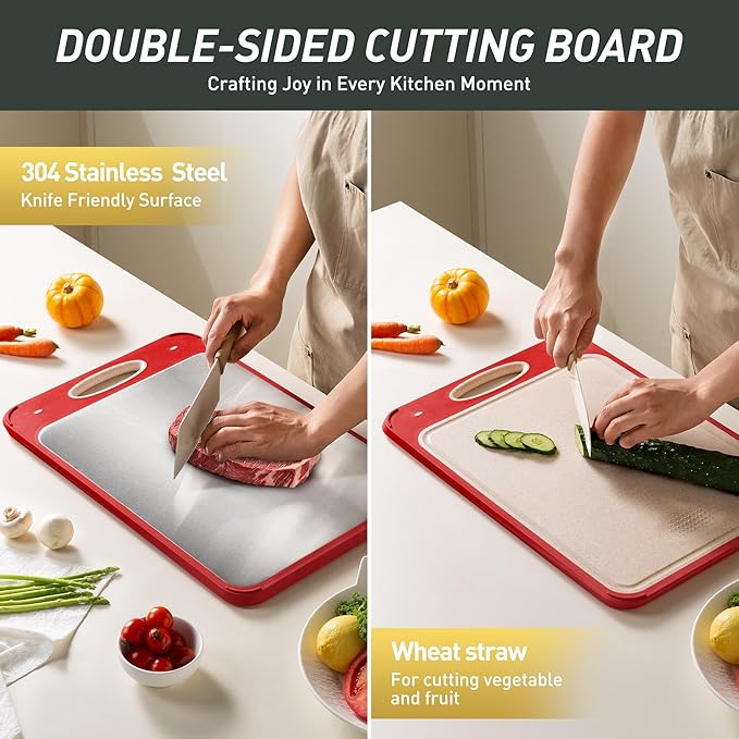 2 in 1 Stainless Steel Cutting Board with Handle 2 Packs Grandma Christmas Xmas Birthday Mother Gifts Ideas Grandmother Gigi Granny Nana Glamma Mawmaw Yaya Abuela Abuelita Mamaw Mimi Nonna Oma Meme