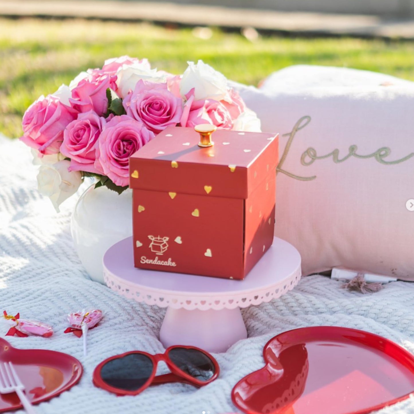 Love Butterfly Explosion Gift Box by Send A Cake – Flying Butterfly Surprise with Flower Shower & Red Velvet Mini Bundt Cake – Ready to Gift Birthday Surprise for Women, Men, Mom, Dad, Friends & Kids