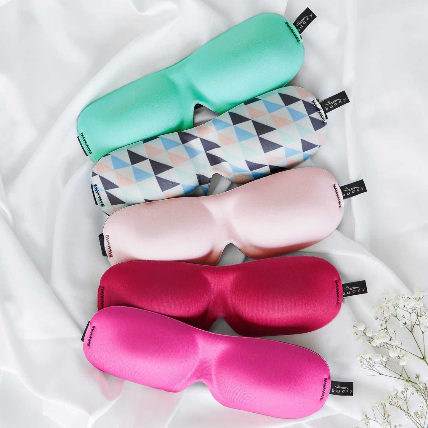 Bucky 40 Blinks No Pressure Solid Eye Mask for Sleep & Travel, Peony Pink, One Size