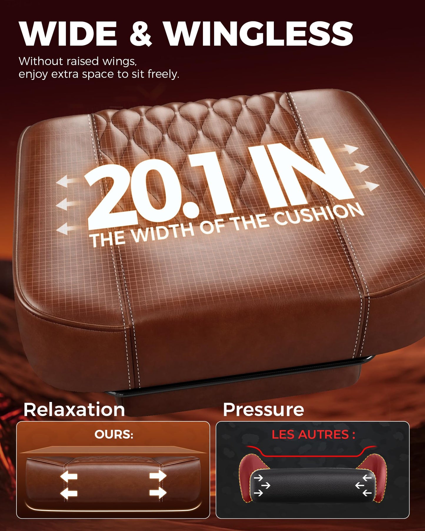 GTPLAYER Big and Tall Gaming Chair with Footrest, Ergonomic Office Desk Chair with 4.4in Thick Cushion and Wide Wingless Seat, Comfortable Leather Computer Chair, Predator Series, Chocolate Brown