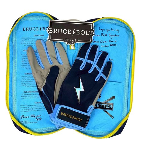 BRUCE BOLT Phillips Series Short Cuff Blue Batting Glove - Blue Youth Large