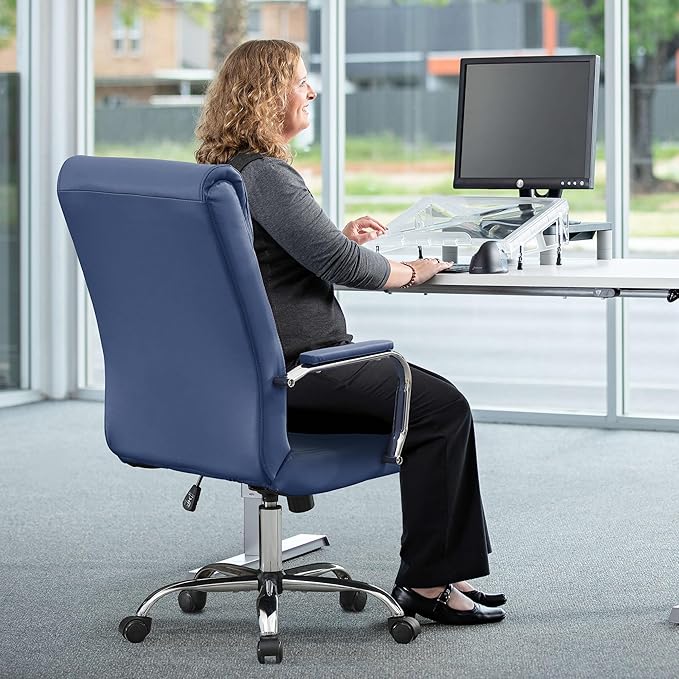 BOWTHY Modern Office Desk Chair, Conference Room Chairs, High Back Ergonomic Home ofiice Chair, Adjustable Height Swivel Executive Computer Chair with Padded Seat and Armrest (Blue)