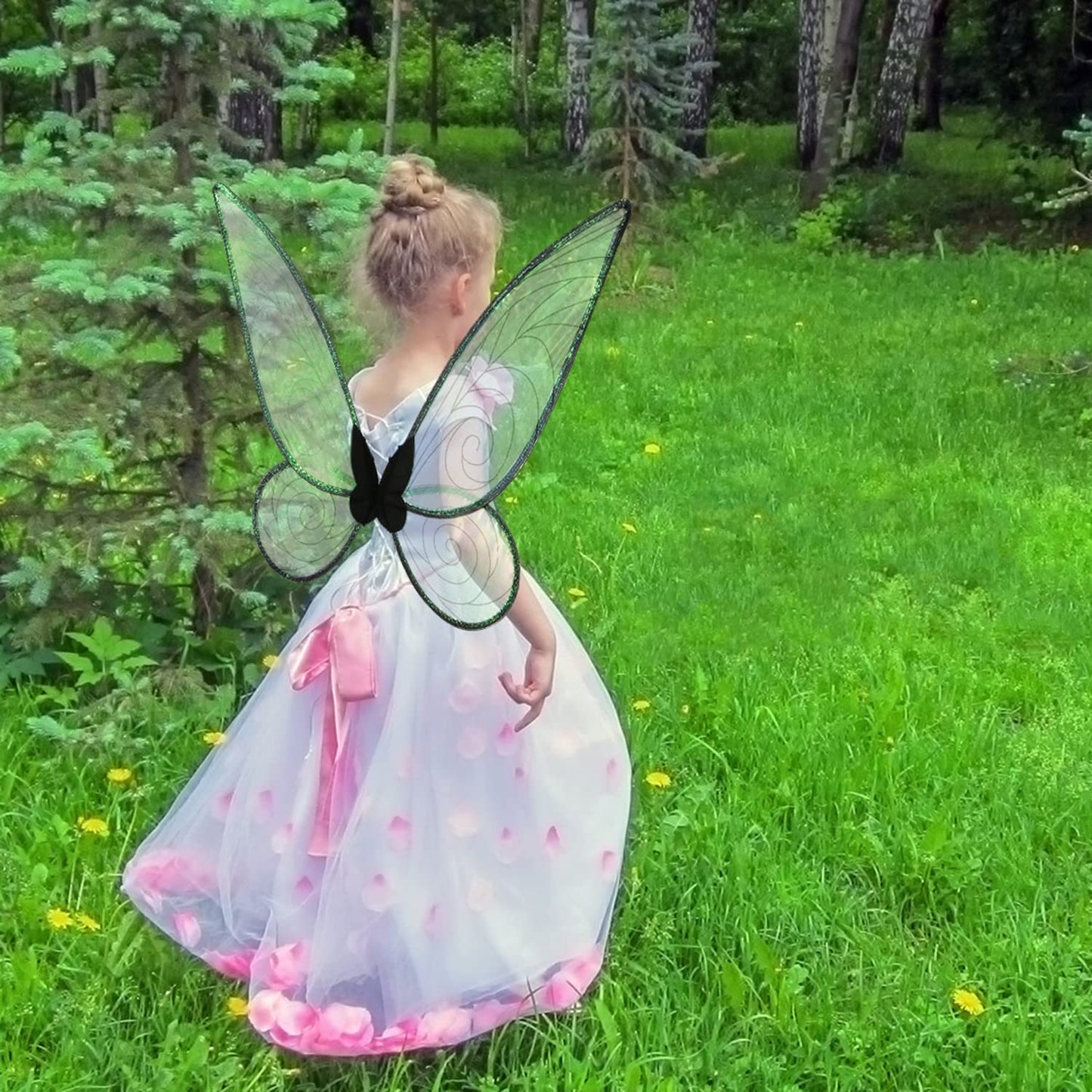 Lucakuins Fairy Wings for Girls Halloween Costumes,Butterfly Fairy Wings for Fairy Costumes Sparkle Fairy Princess Wings Party Favor (Black fairy wings)