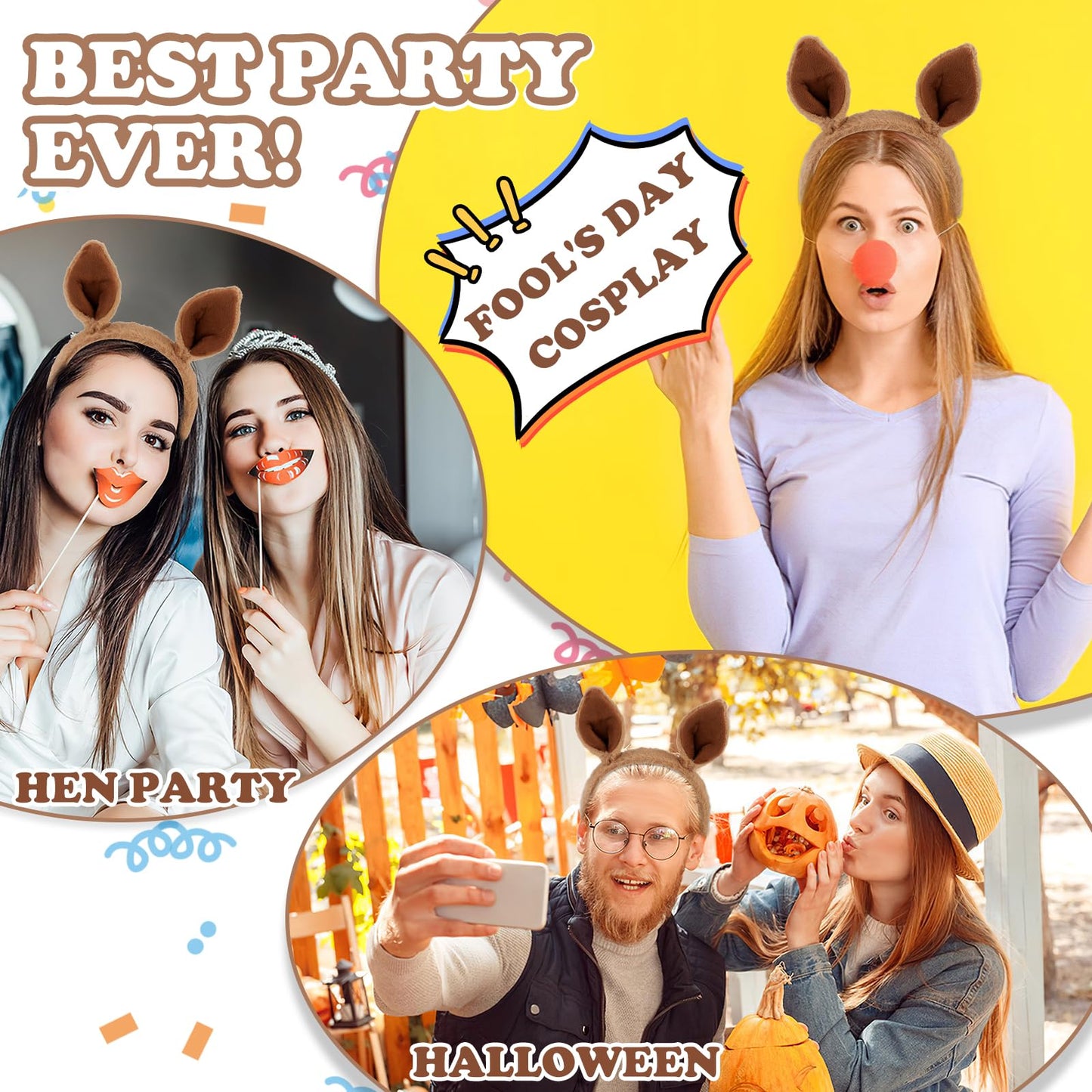 Sibba Kangaroo Headband Cute Hat Ears Headbands Animal Caps Makeup Hairband Costumes Hair Accessorie Fit Women, Party, Washing F