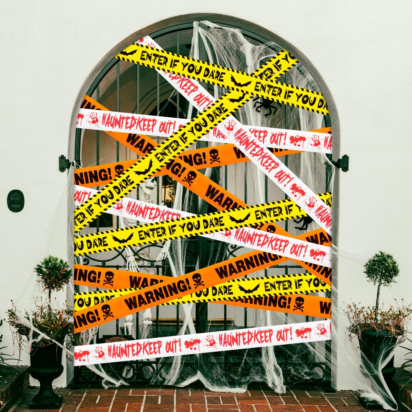 ONFAON Halloween Decorations, 3inx90ft Caution Tape Halloween Party Decorations Indoor for Haunted Houses, Party, Door, Danger Areas Decor(3 Pcs)