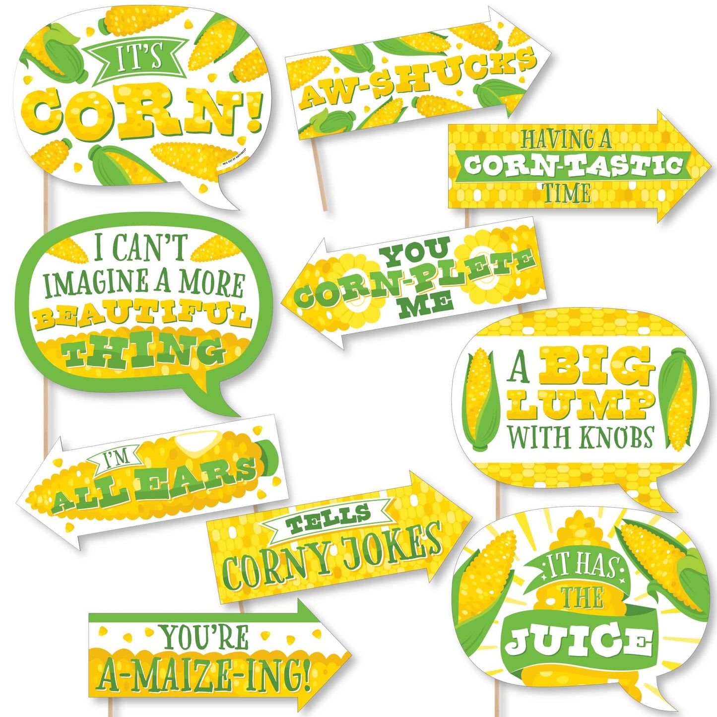 Big Dot of Happiness Funny It's Corn - Fall Harvest Party Photo Booth Props Kit - 10 Piece