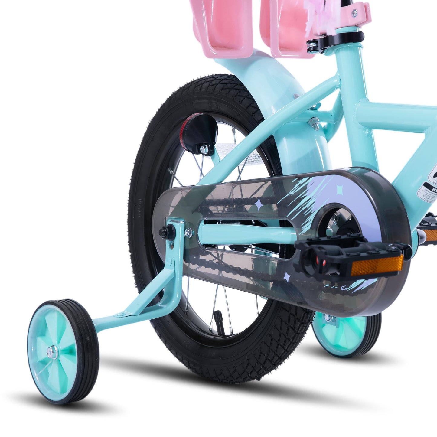 KEANO Zinnia 14 Inch Kids Bike for Girls Ages 3-5 Years, 14 Inch Girls' Bikes with Training Wheels, Streamers, Basket and Doll Seat, Children Bicycles Green