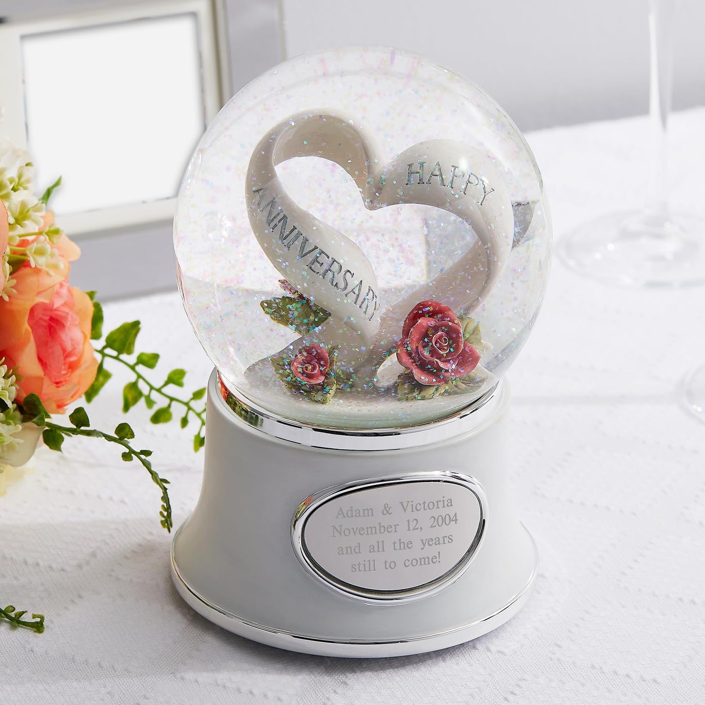 THINGS REMEMBERED Personlized Engraved Anniversary Celebration Heart Musical Snow Globe, Plays “The Anniversary Song” Music, Beautiful and Unique Gift (Free Customization)