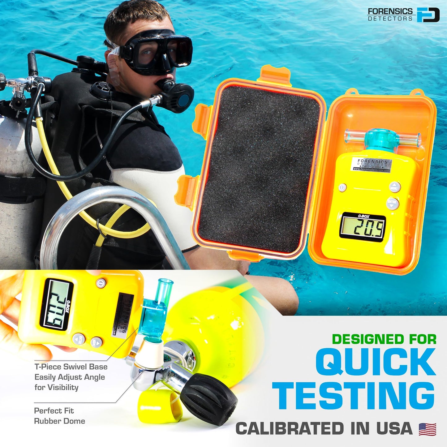 OXYGEN Analyzer by FORENSICS | 0%-100% with 0.1% resolution | Scuba, Nitrox, Divers | Water Resistant Case |