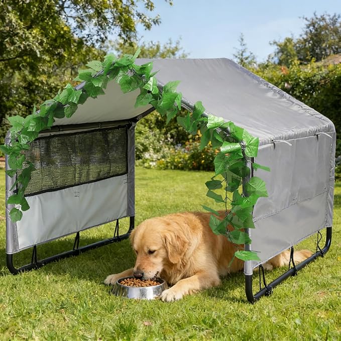 Large Dog House Shade Shelter Outdoor Tent for Large Medium Dogs, Outside Sun Rain Canopy Pet House for Homeless Cats Pigs...