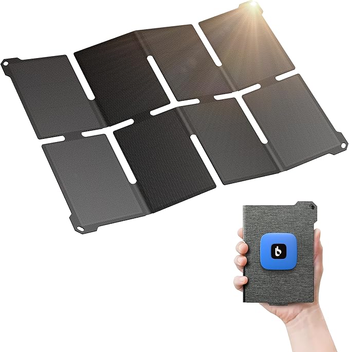 [Upgraded] BigBlue Ultra-Light Portable 25W Solar Panel Charger with USB-A and USB-C Ports, 0.84 lbs Pocket-Size IP68 Wate...
