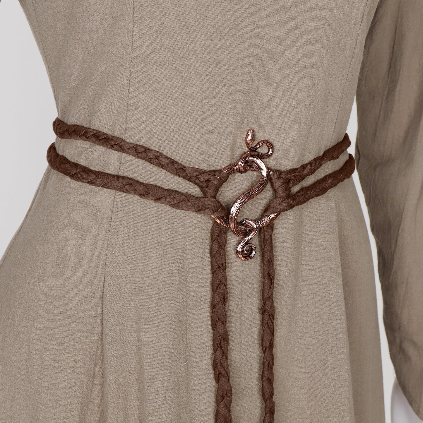 L'VOW Viking Troll Cross Belt Medieval Extra Long Rope Belt Norse Witch Belt for Women Renaissance Belt (Brown)