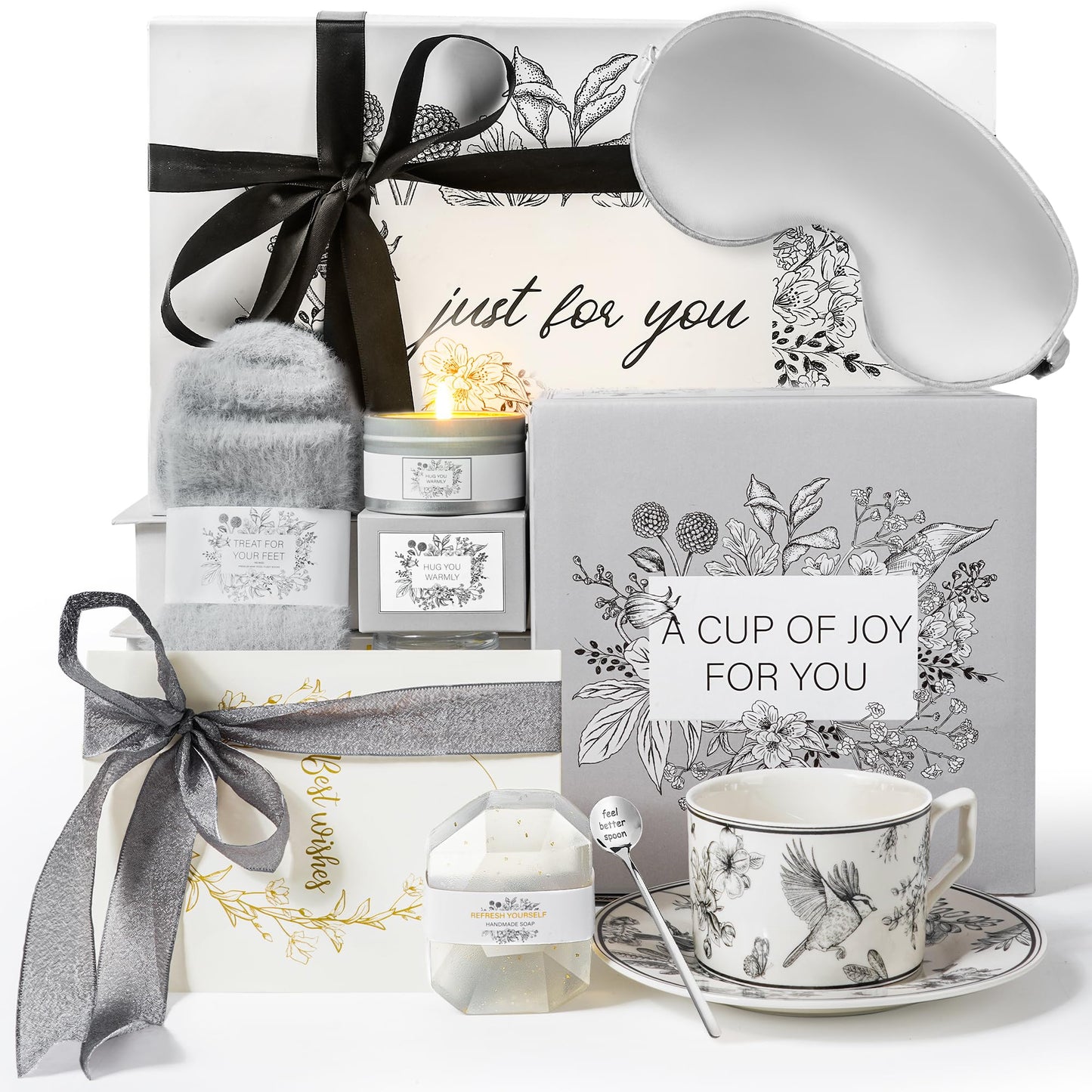 WECURATED Get Well Soon Gift Baskets for Women - Thoughtful Feel Better Self Care Gifts Care Package, Thinking of You Sympathy Sick Friend After Surgery - Unique Luxury Gift Set