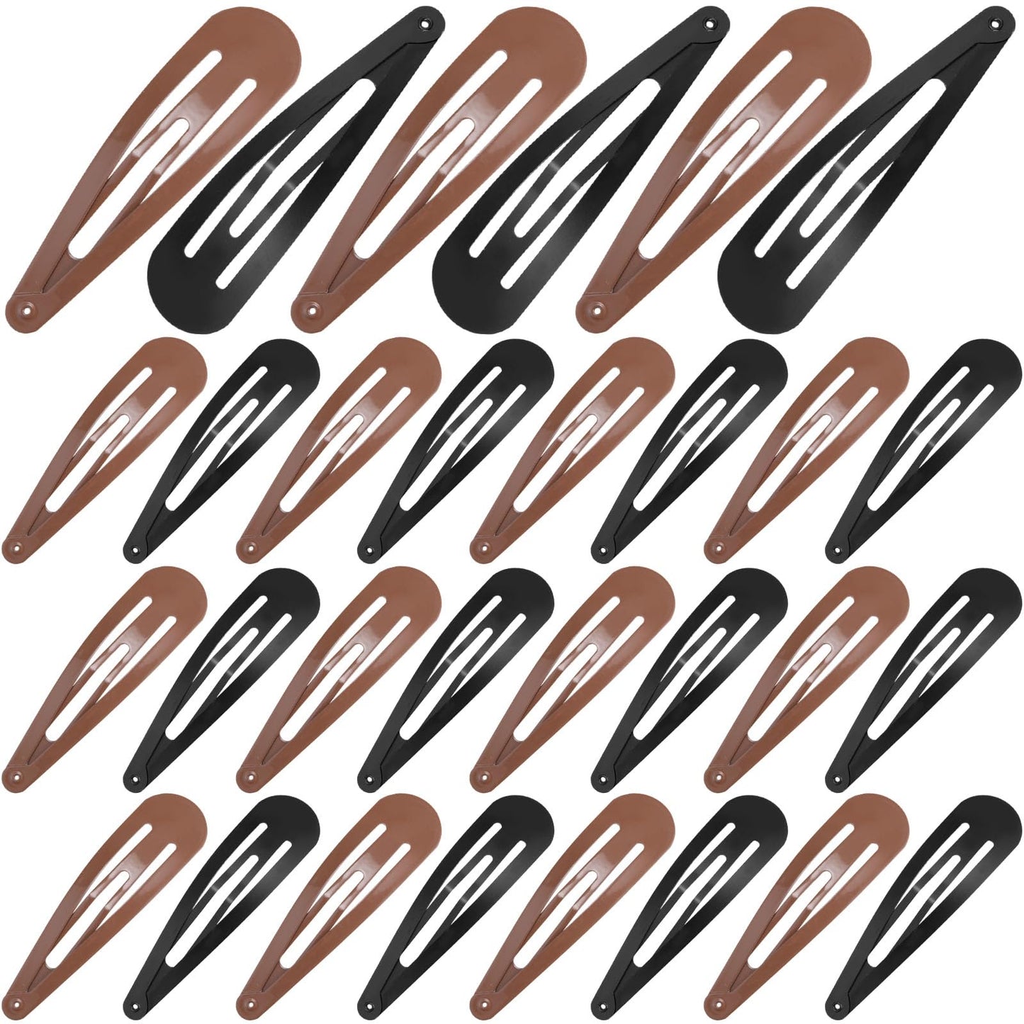 WILLBOND 30 Pieces 3.1 Inch Large Metal Snap Hair Clips Nonslip Barrettes Women Hair Accessories (Brown and Black)