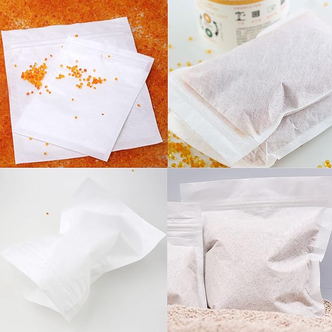 10 Packs Breathable Paper Bags, 6.3 by 8.2 Inch Zip Lock Storage Bags for Small Items, Silica Gel Beads, Desiccant, Jewelry, Samples