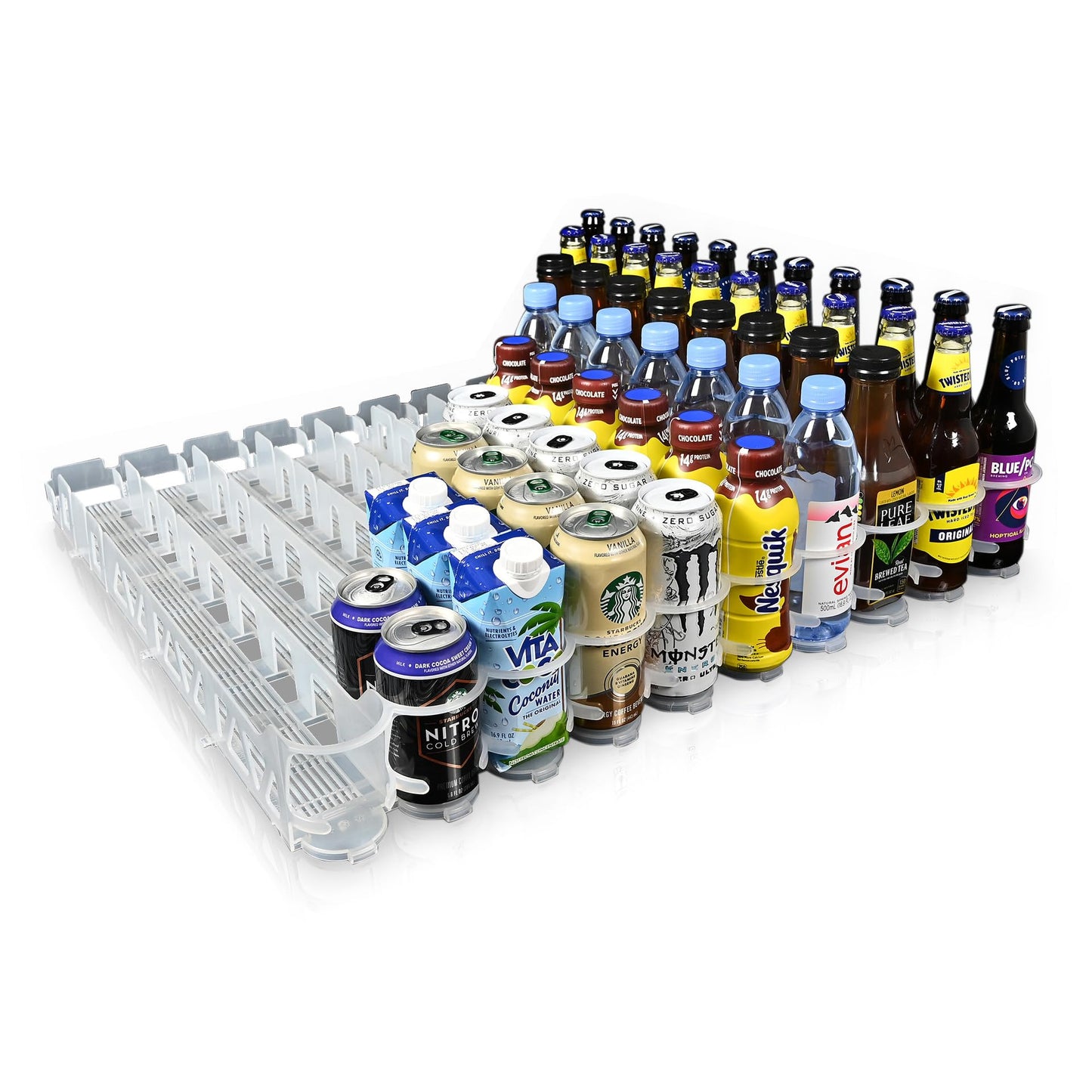 Display Technologies Visi-Slide Fridge Drink Organizer, Soda Can Organizer, Gravity Fed Glide for Angled Shelves for Coolers, Commercial Refrigerators, and Cold Vaults (2-Pack)