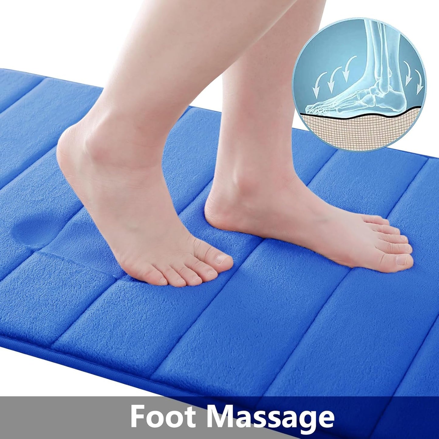 Buganda Memory Foam Bath Mat, 55" x 24", Ultra Soft and Non-Slip Bathroom Rugs, Water Absorbent and Machine Washable Bath Rug Runner for Bathroom, Shower, and Tub, Royal Blue
