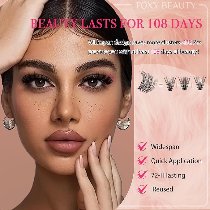 Diva Volunm Lash Clusters Kit Fluffy Eyelash Clusters 10-18mm thick DIY eyelash Extension Kit - Includes Bond & Seal, Remover, and Applicator for Salon-Quality Results.