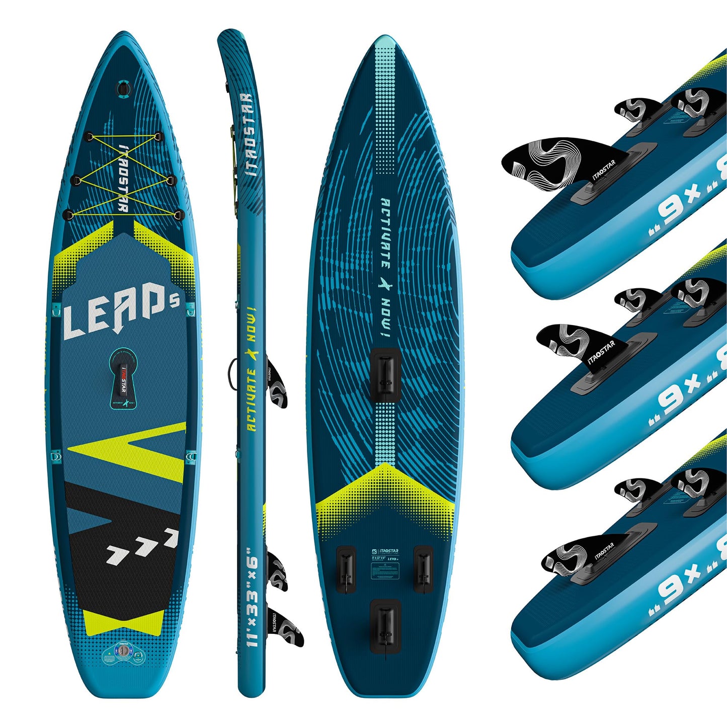 iTAOSTAR Lead 11' × 33" Inflatable Stand Up Paddle Board with Seat, Extra Wide SUP Board with 5 Fins Stable Design for Adults, Youth, All Skill Levels, Lakes, Oceans & Fishing