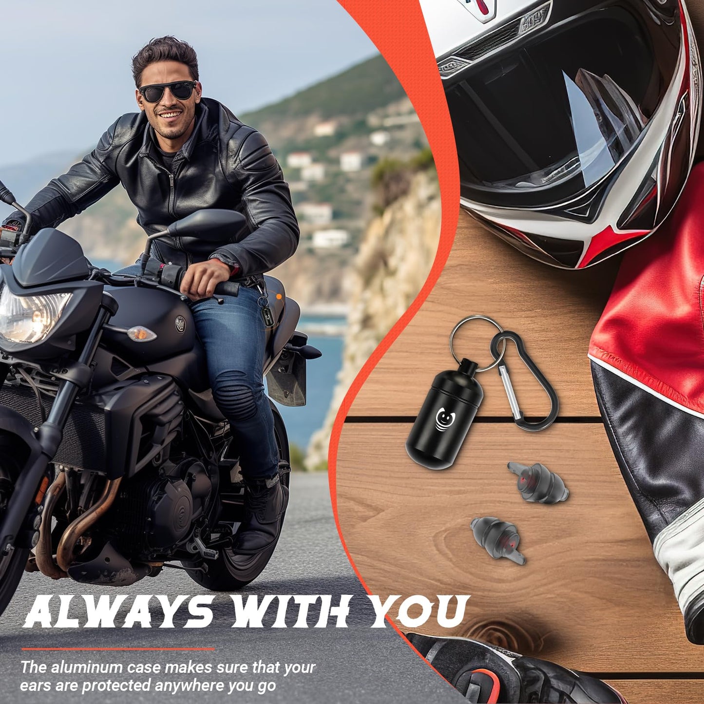 Softvox Motorcycle Ear Plugs for Wind Noise Reduction - 2 Pairs - 25dB - Motorcycle Accessories - Reusable Moto Earplugs, Soft Comfortable Hearing Protection for Motorbike, Touring, Racing, Riding