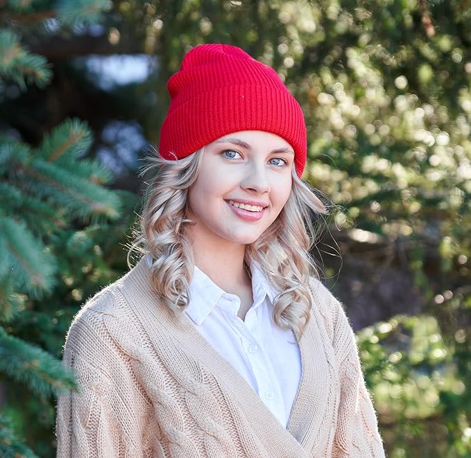 Connectyle Classic Double Layer Knit Beanie Hat Warm Thick Acrylic Winter Hats Daily Cuffed Beanies Watch Hat for Men Women