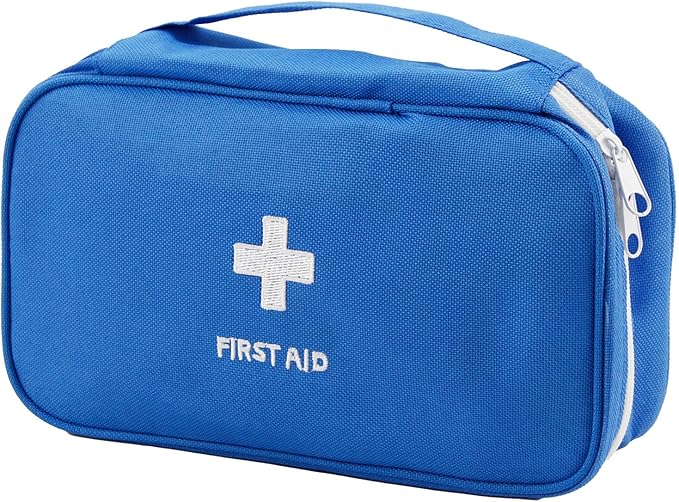 TOPASION Portable Empty First Aid Kit Bag, Travel Medicine Pouch, Small Medical Bag (Blue)