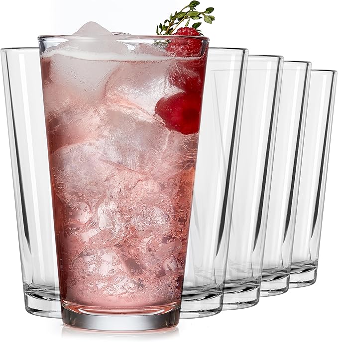 Libbey Bar Essentials Tumbler Glasses Set of 6, Modern Style 16 Oz Glass Set, Dishwasher Safe Tall Drinking Glasses Set fo...