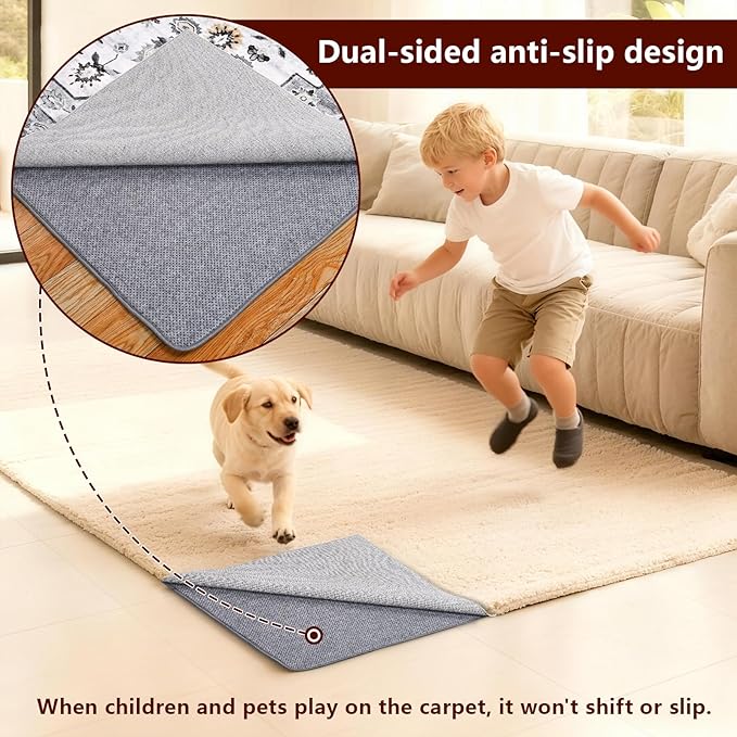 Non Slip Rug Pad Gripper, 4 x 6 Ft Extra Thick Foam Under Area Rug Carpet Pads for Any Hard Surface Floors, Keep Your Carpets Safe and in Place, Prevent Rug from Wrinkling or Buckling